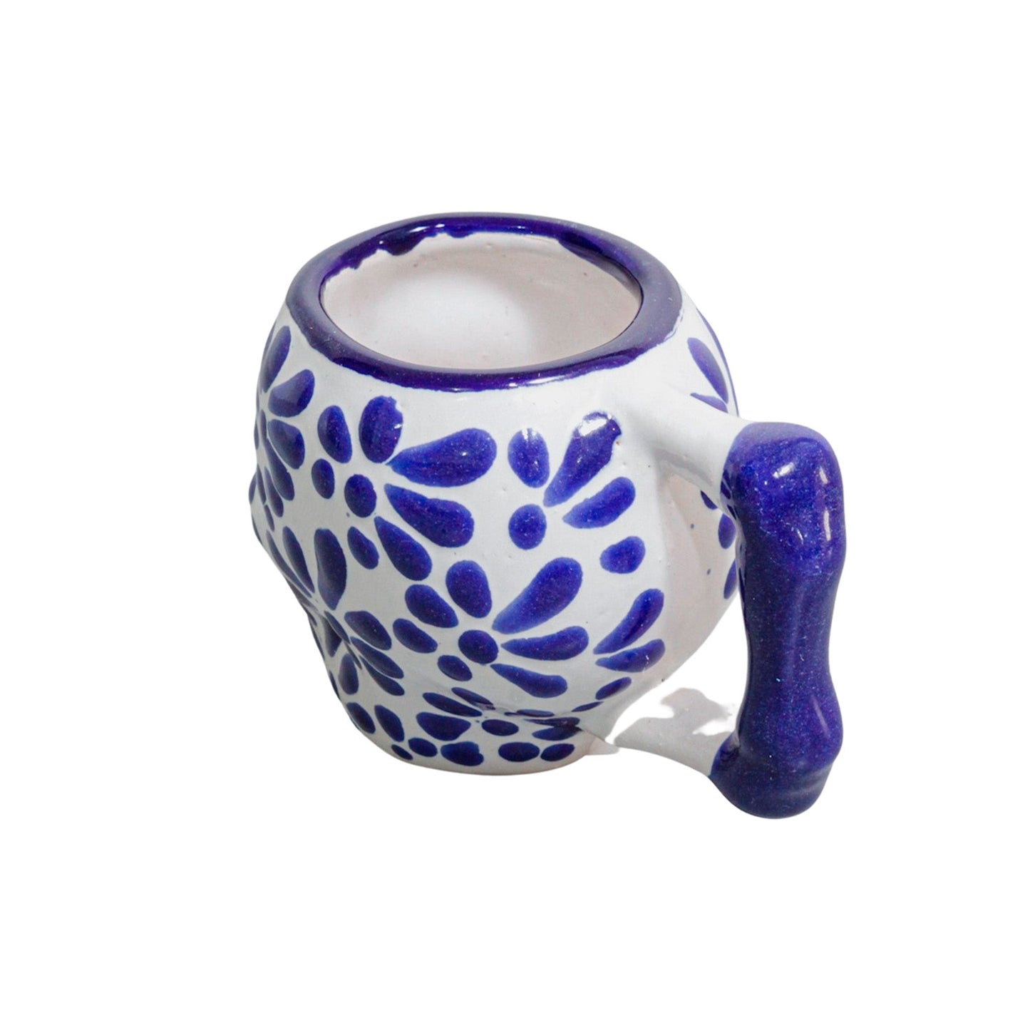 Set de 6 Tequileros de talavera con forma de calavera con asa