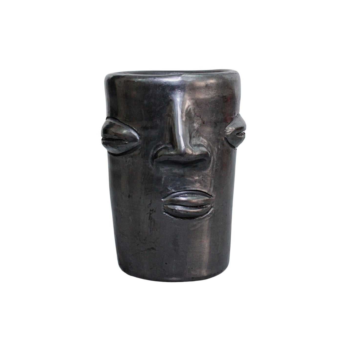 Juego de 6 vasos con cara alargada de Barro negro 250ml (8.4oz)