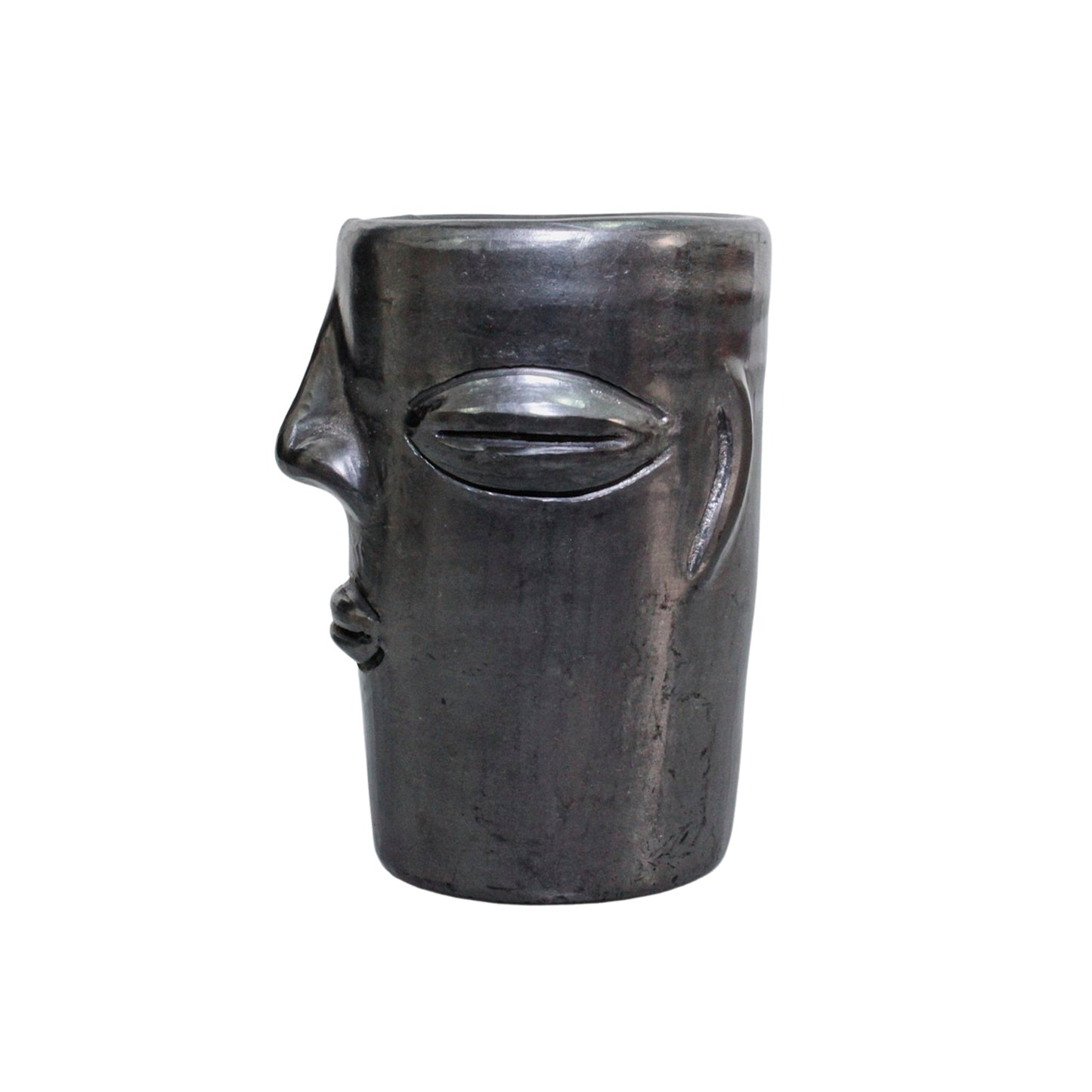 Juego de 6 vasos con cara alargada de Barro negro 250ml (8.4oz)