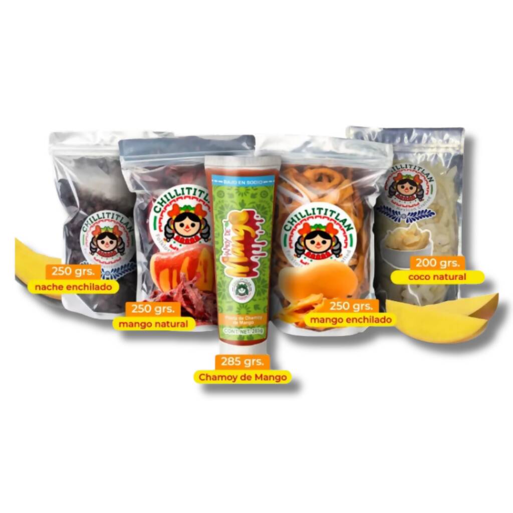 Paquete Deshidratados Mango, Nanchi, Coco Y Chamoy De Mango